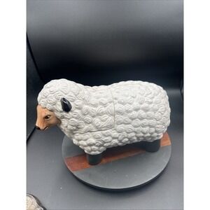 VTG AMC NY Black White Lamb Sheep Ceramic Cookie Jar Canister Cottagecore EUC